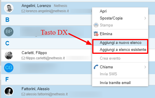 Search contact lists