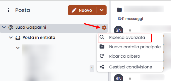 Advanced search menu