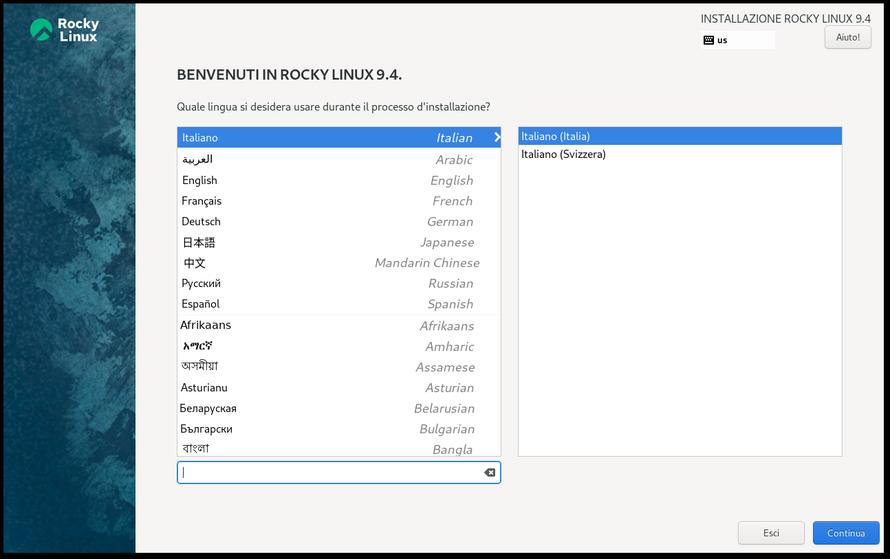 Select the installation language