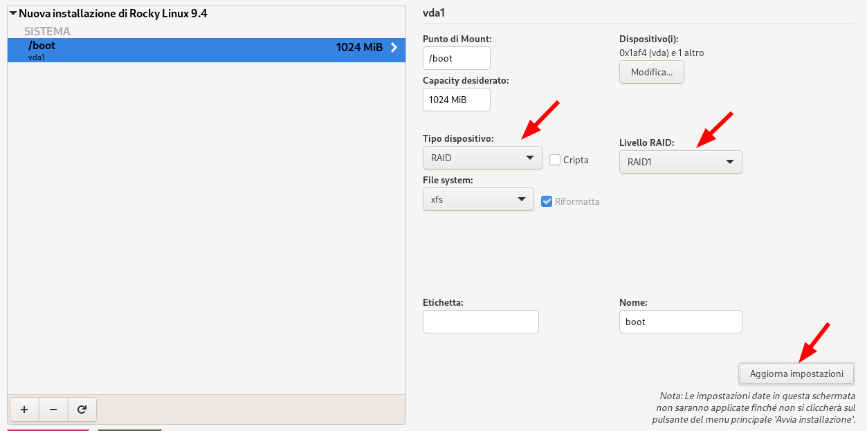 Configure /boot as RAID1