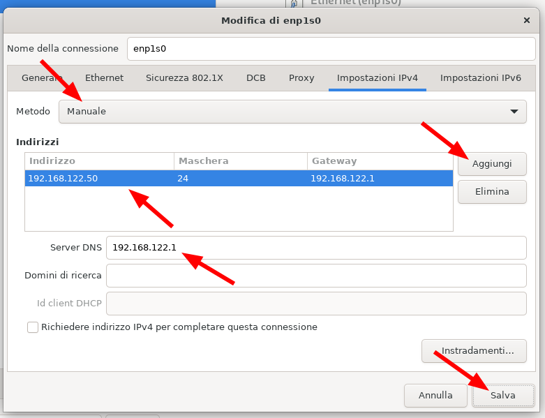 Configure static IPv4 settings