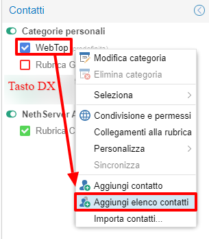 Aggiungere contatti a un elenco