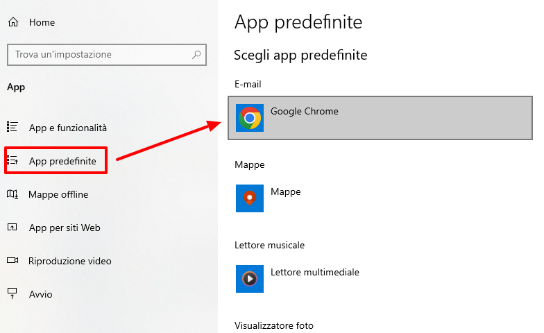 App email predefinita in Windows